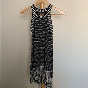 Vince Camuto Fringe Trim Knit long Tank Top